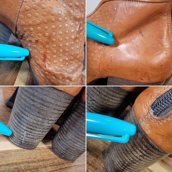 Latitude Femme Ankle Boots Leather Textured Slouch Heeled Size 38.5 - Picture 15 of 16